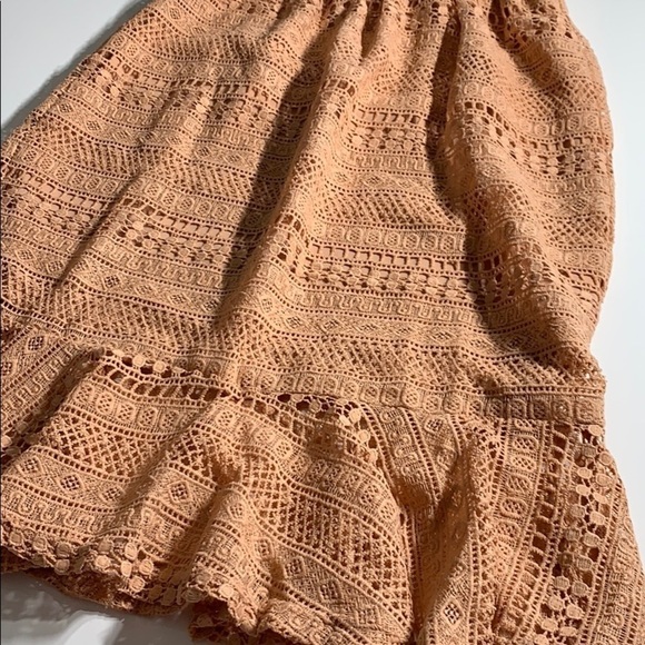 Anthro Solitaire Peach Lace Victorian modern Crocheted boho skirt ruffle hem new - Picture 7 of 10